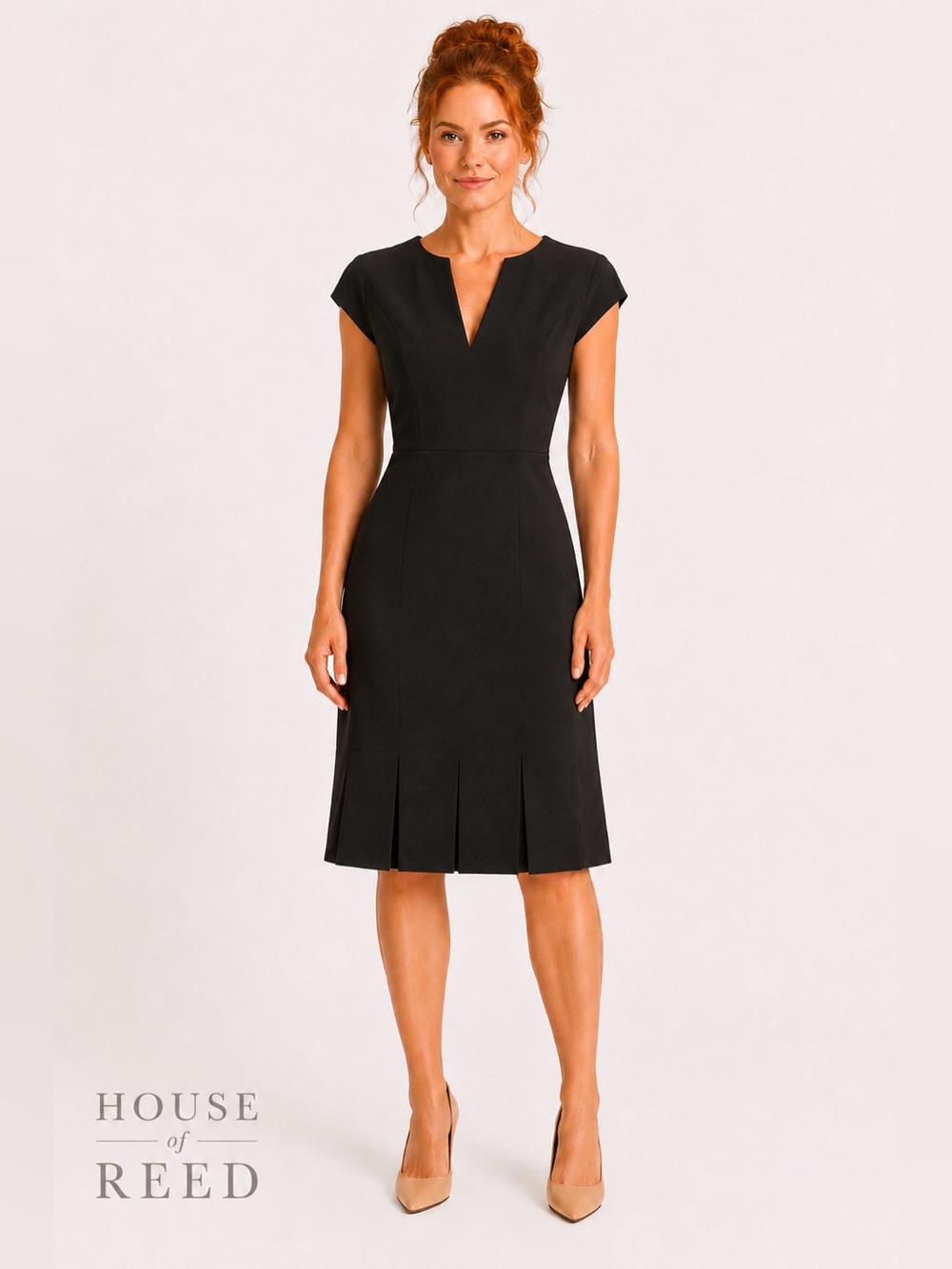 WHBM Black V-Neck Sheath Dress Size 6 Cap Sleeve Career Workwear Little Black‎